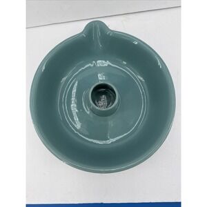 World Market Blue Ceramic 13" Vertical Chicken Roaster W/Spout Oven/ Stoneware